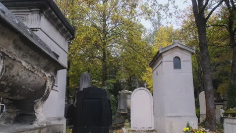 lateral tracking of an old graveyard with tiny family vaults