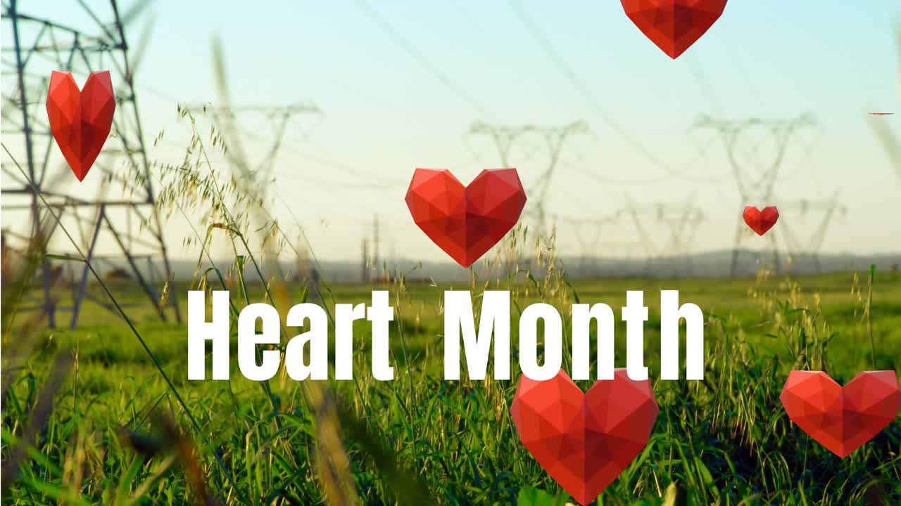 파일론 을 가진 풍경 위 에 있는 심장 아이콘 의 애니메이션