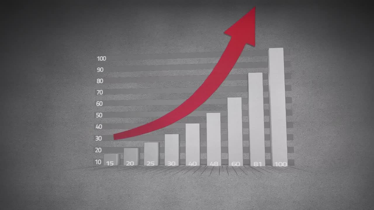 Animation of financial data processing on grey background