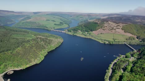 cinematic aerial view of the beautiful hope valley in the peak district derbyshire