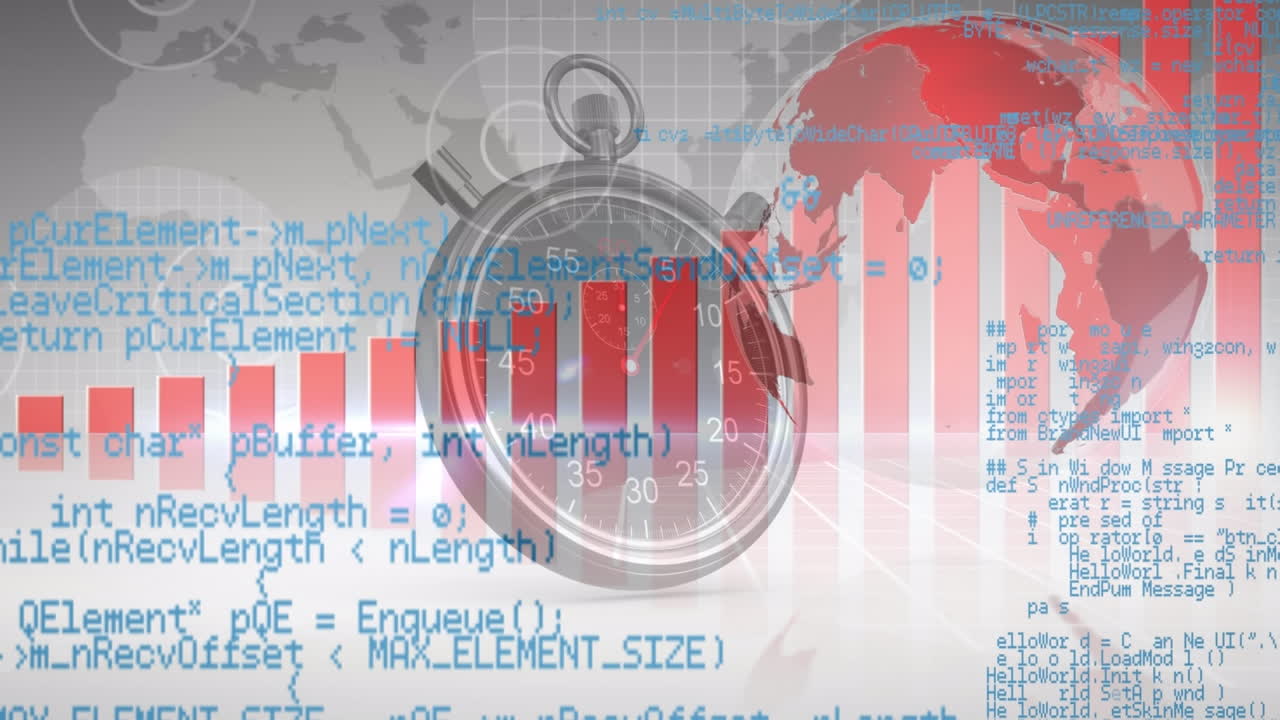 анимация обработки данных и глобус над таймером