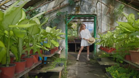 woman in a greenhouse