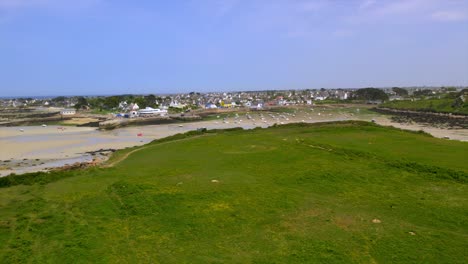 Aerial View of a Coastal Town in Brittany, France