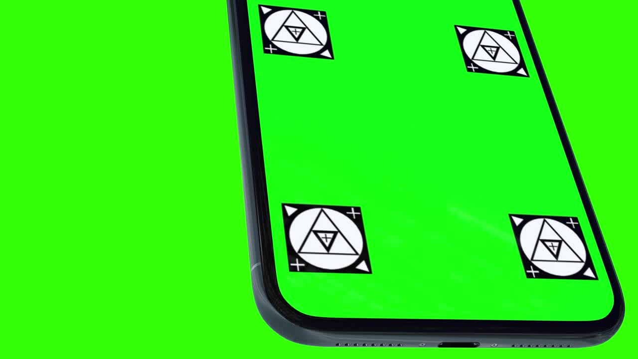 녹색 화면을 가진 고립된 스마트 폰