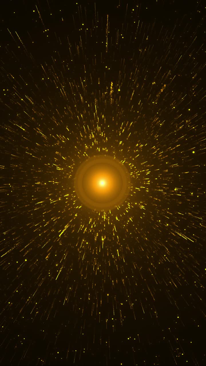 Radiant golden light flares moving center glowing source create stunning particle burst effect