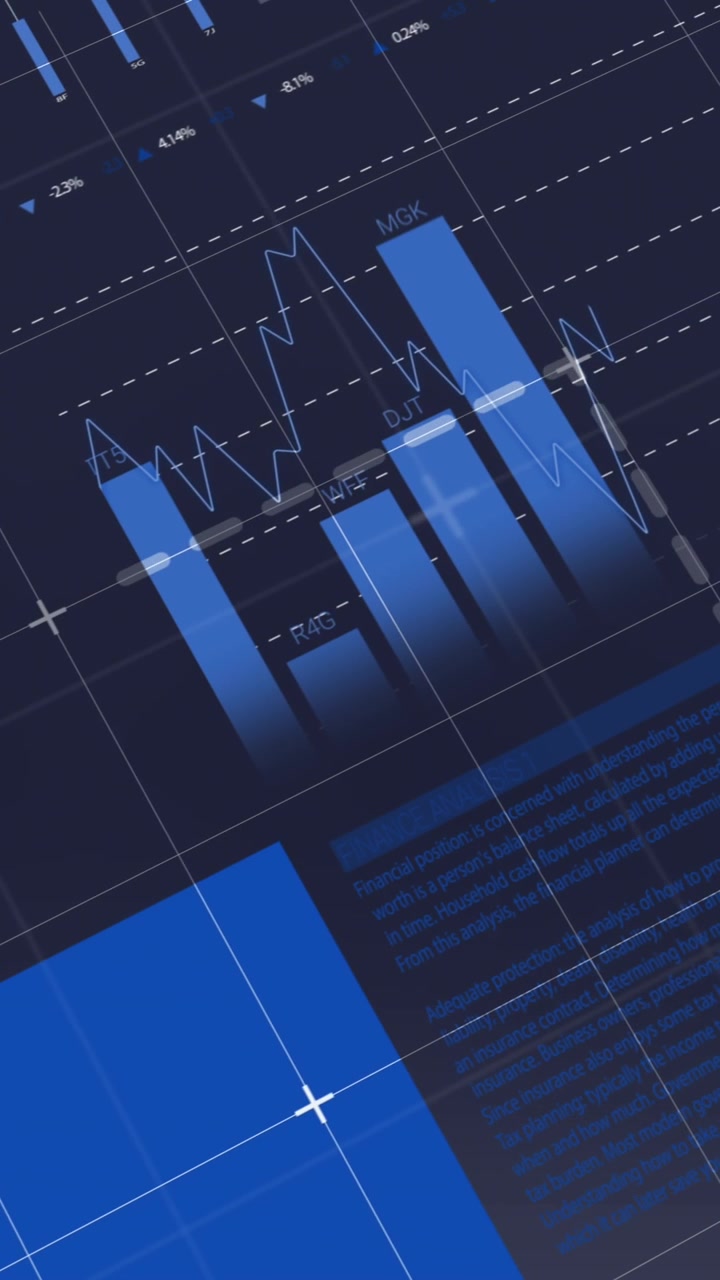 Animation of infographic interface over black background