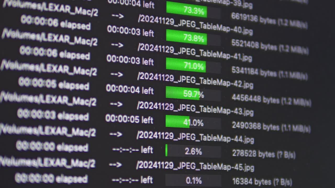 Data processing action digital workspace screen capture technical environment close-up view information flow concept