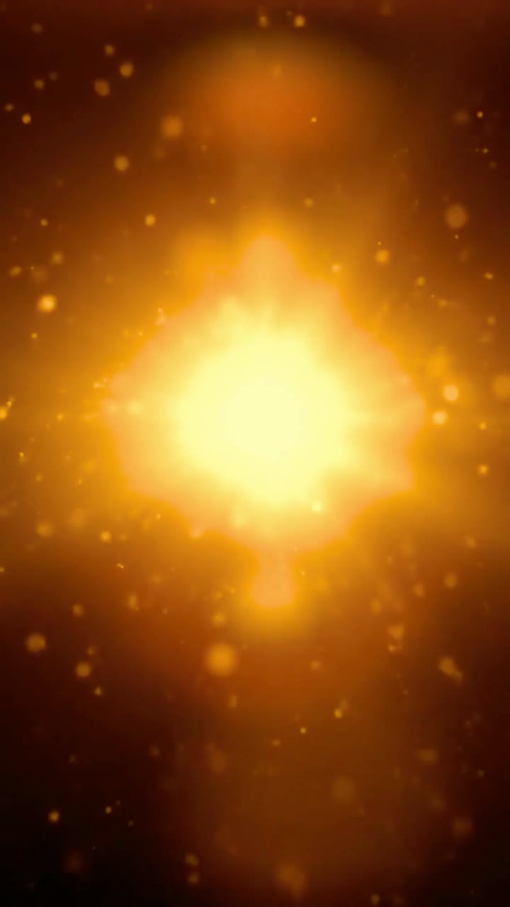 Calda luce dorata che irradia con particelle bokeh fluttuanti.