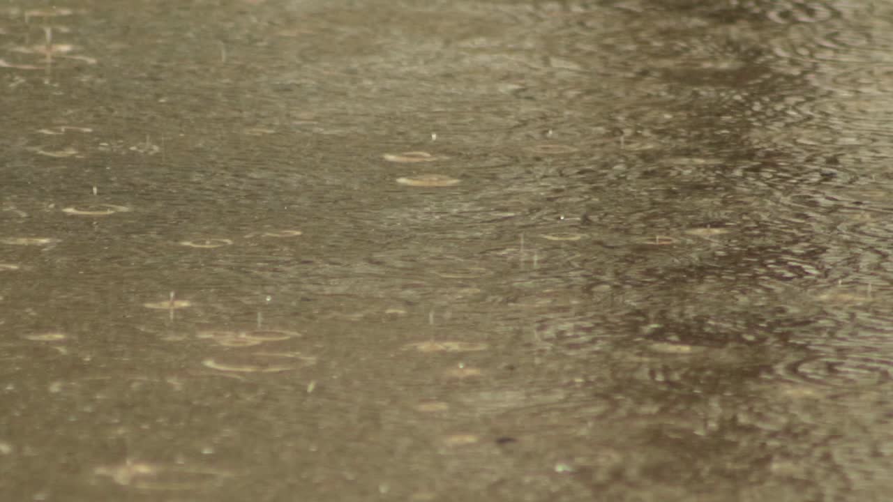 Flooded Footpath Sidewalk In Heavy Rain Close Up Maffra, Gippsland, Victoria, Australia