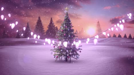 animación de luces sobre el árbol de navidad.
