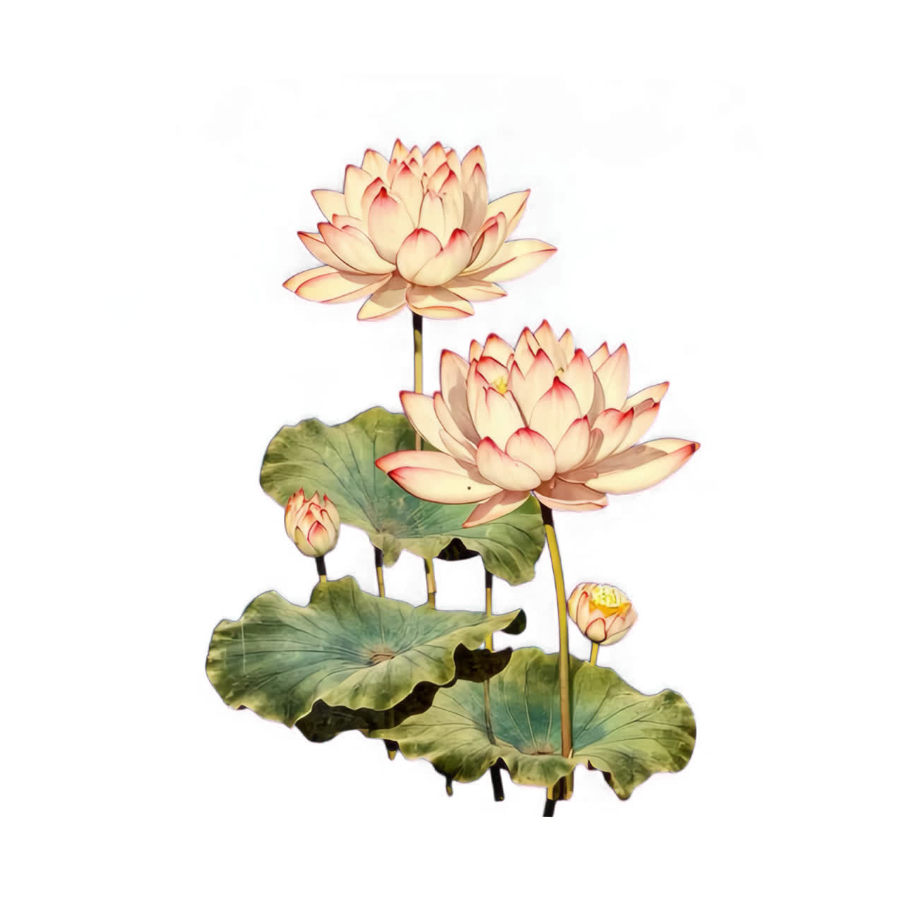 Watercolor Lotus Flower Arrangement