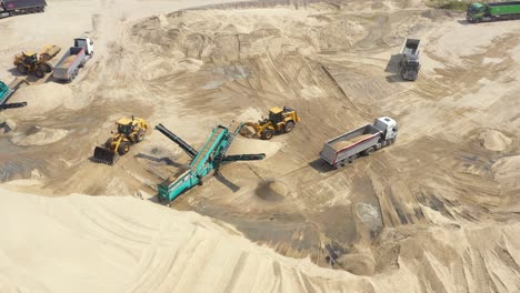Aerial-view-of-the-sand-quarry-with-heavy-equipment