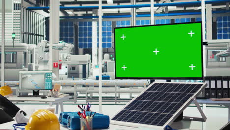 isolated screen display in solar panels manufacturing plant used for alerts