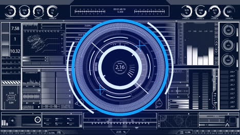 Animation of circular scope scanning with information and statistics on black