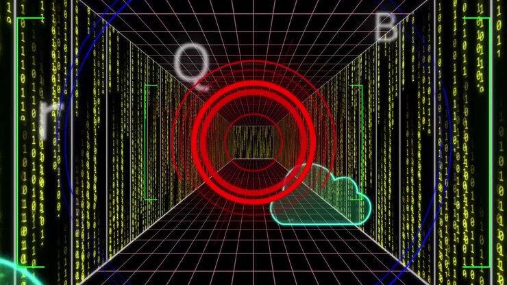 Animation of clouds, data processing over computer servers