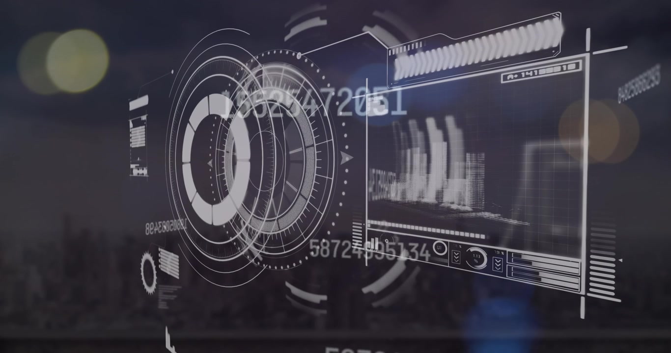 Animation of data processing over christmas lights