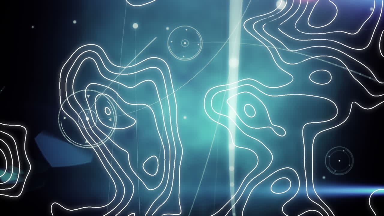 Animation of white lines over networks of connections on black background