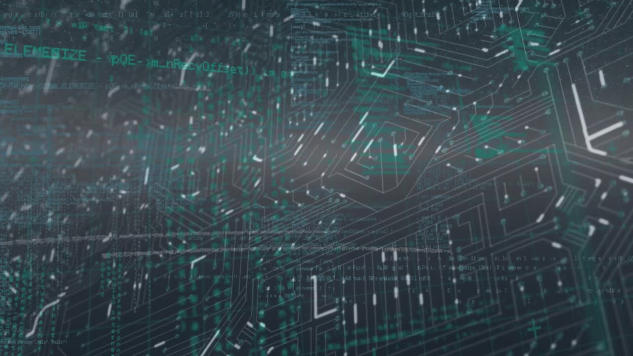 animación del procesamiento de datos a través de conexiones de microprocesador contra un fondo gris