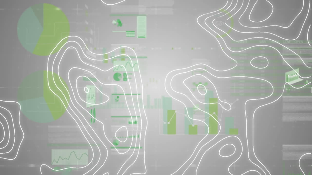 animación de isohypses y procesamiento de datos en fondo gris