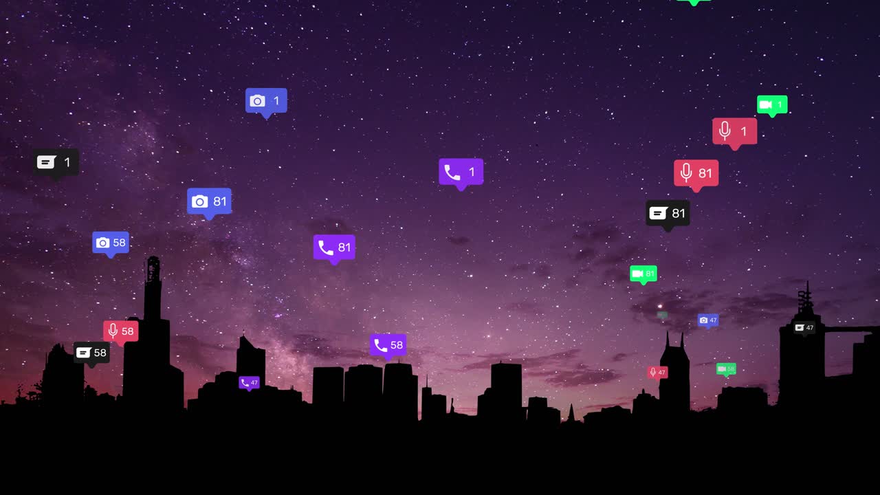 도시 배경에 대한 소셜 네트워킹 서비스 알림