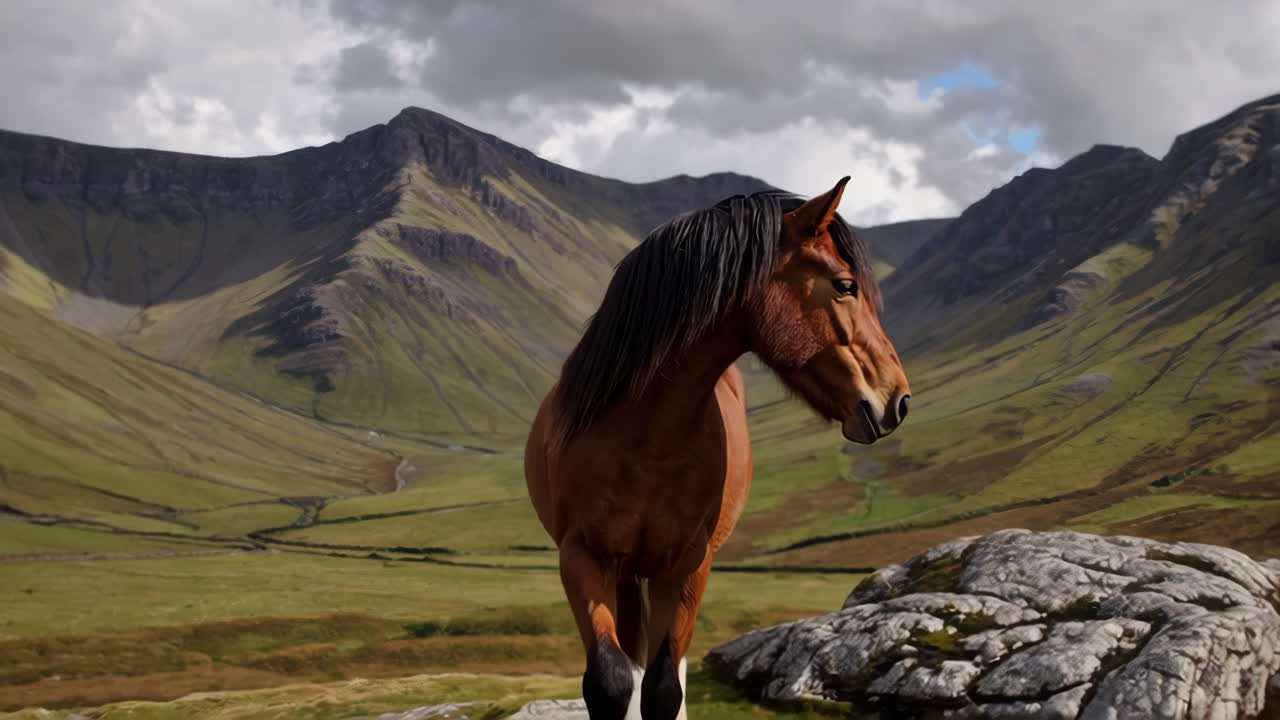 Horse in a Mountain Valley