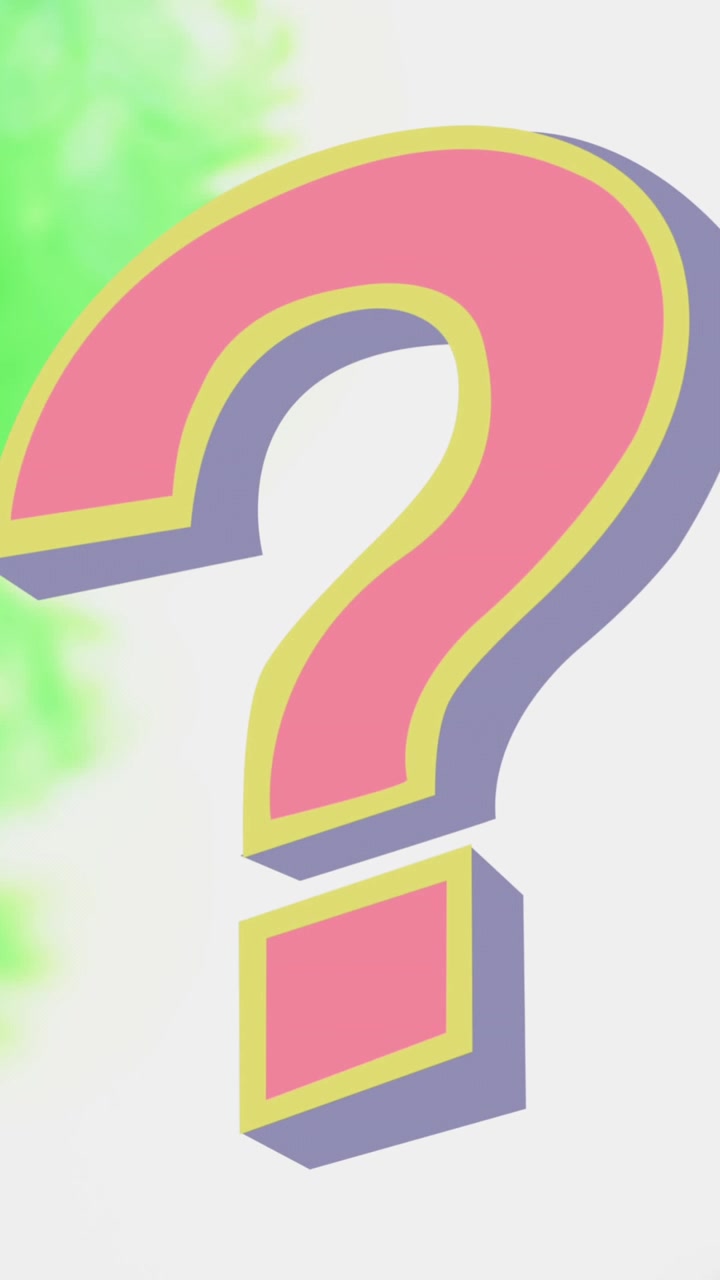 Animation of moving shapes and question mark on white background