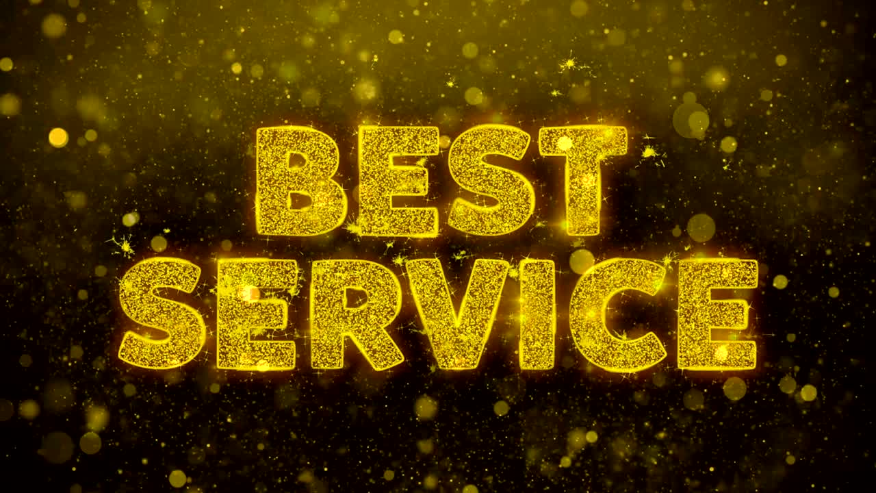 가장 좋은 서비스 텍스트는 골든 글리터 반이는 입자 애니메이션입니다.
