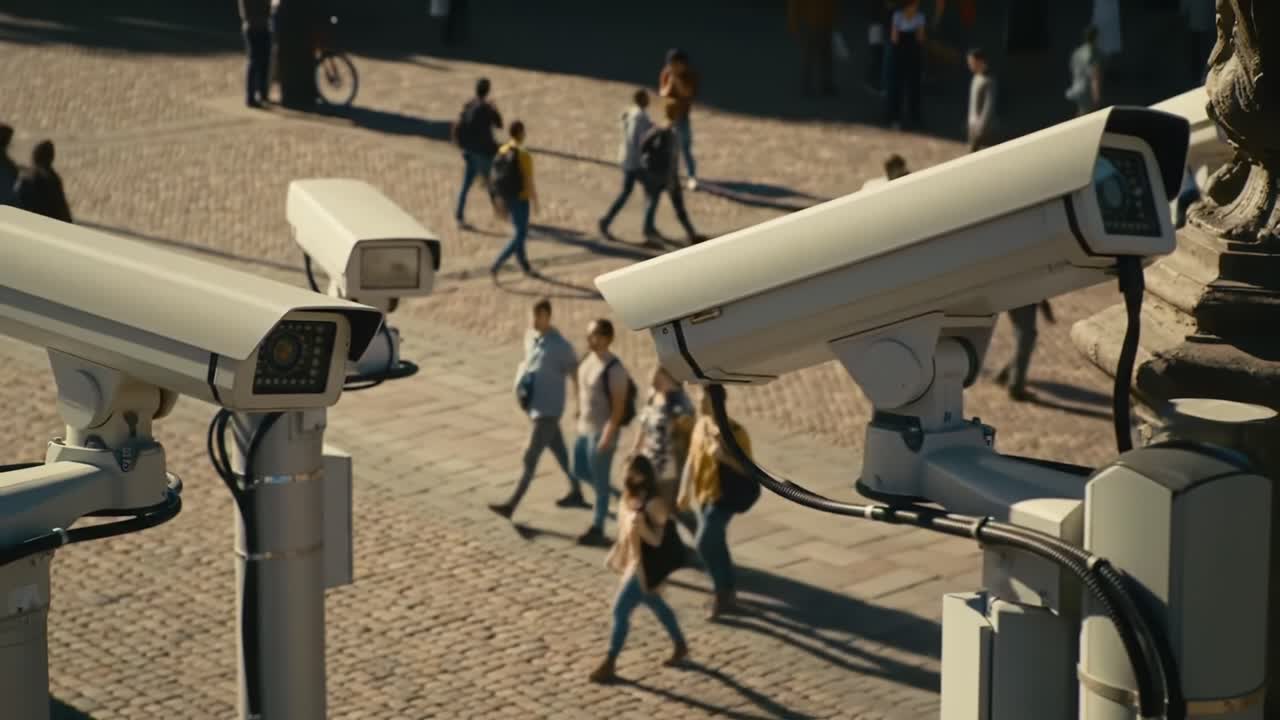 Surveillance Cameras Overlooking Busy Public Square: Capturing Everyday Life in Motion with Pedestrians and Cyclists Interacting Daily