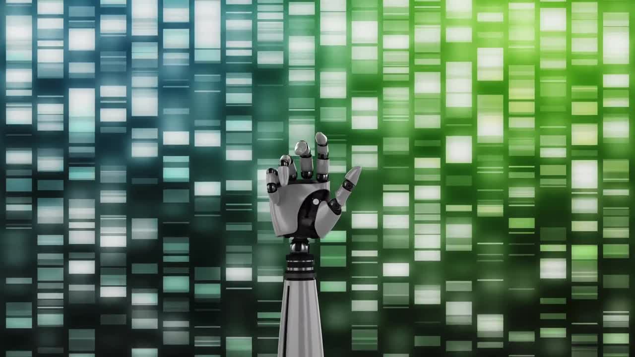 animación del brazo del robot gris sobre un fondo brillante