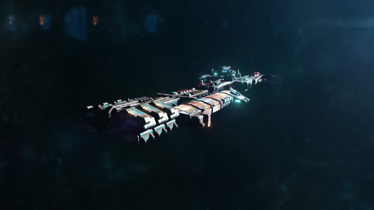 Large Cargo Spaceship Establishing Shot