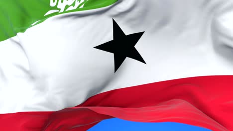 flag of somaliland waving at wind in slow in blue sky, loop