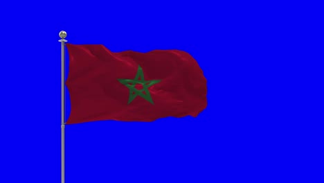 morocco 3d illustration of the waving flag on a pole with chroma key