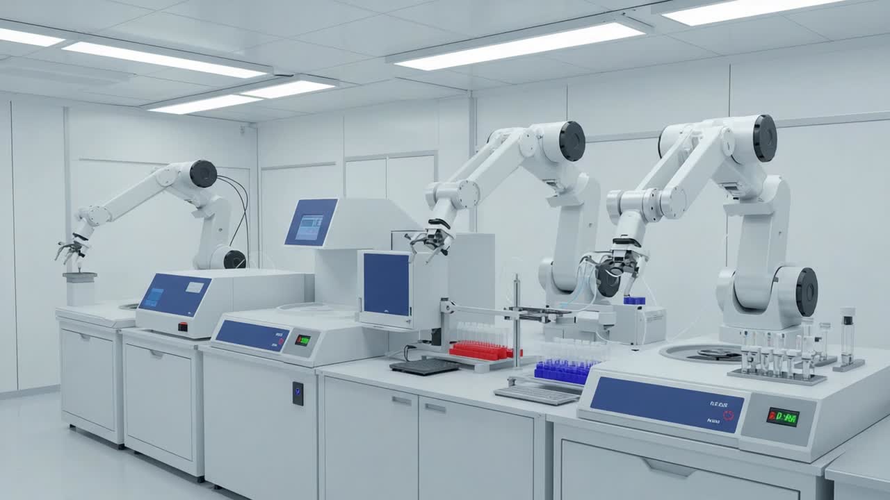 Advanced Robotic Lab: Cutting-Edge Automation with Precision Robotics Enhancing Laboratory Efficiency and Streamlining Research Processes in a Modern Setting