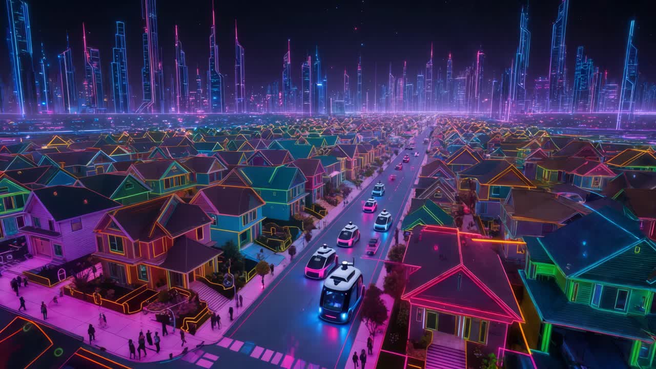 자율주행 차량이 있는 미래의 동네