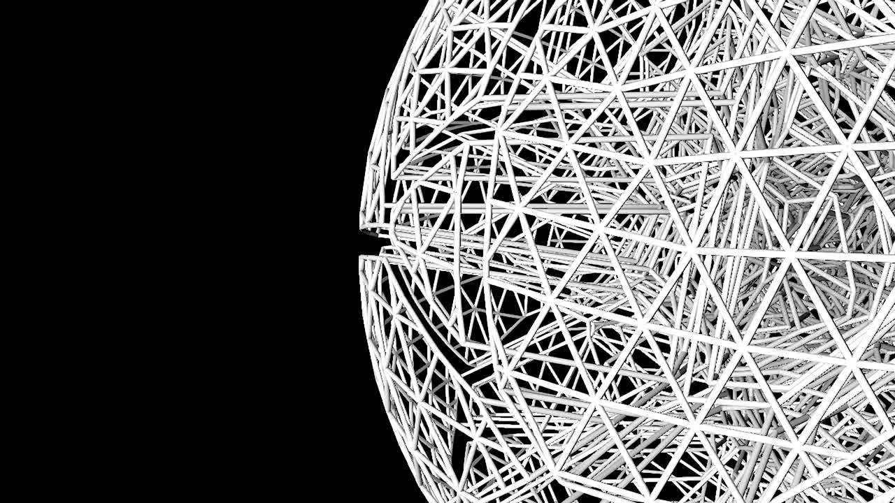 estructura de conexión abstracta en forma de esfera, marco de alambre de tecnología futurista, fondo de renderizado 3d digital geométrico