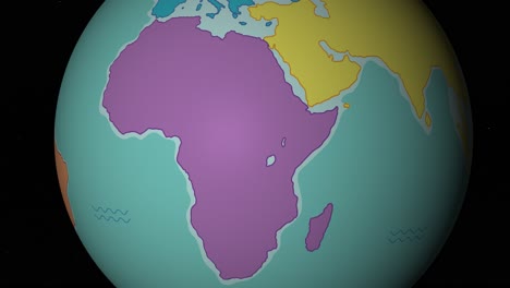 animation zooms into africa on earth