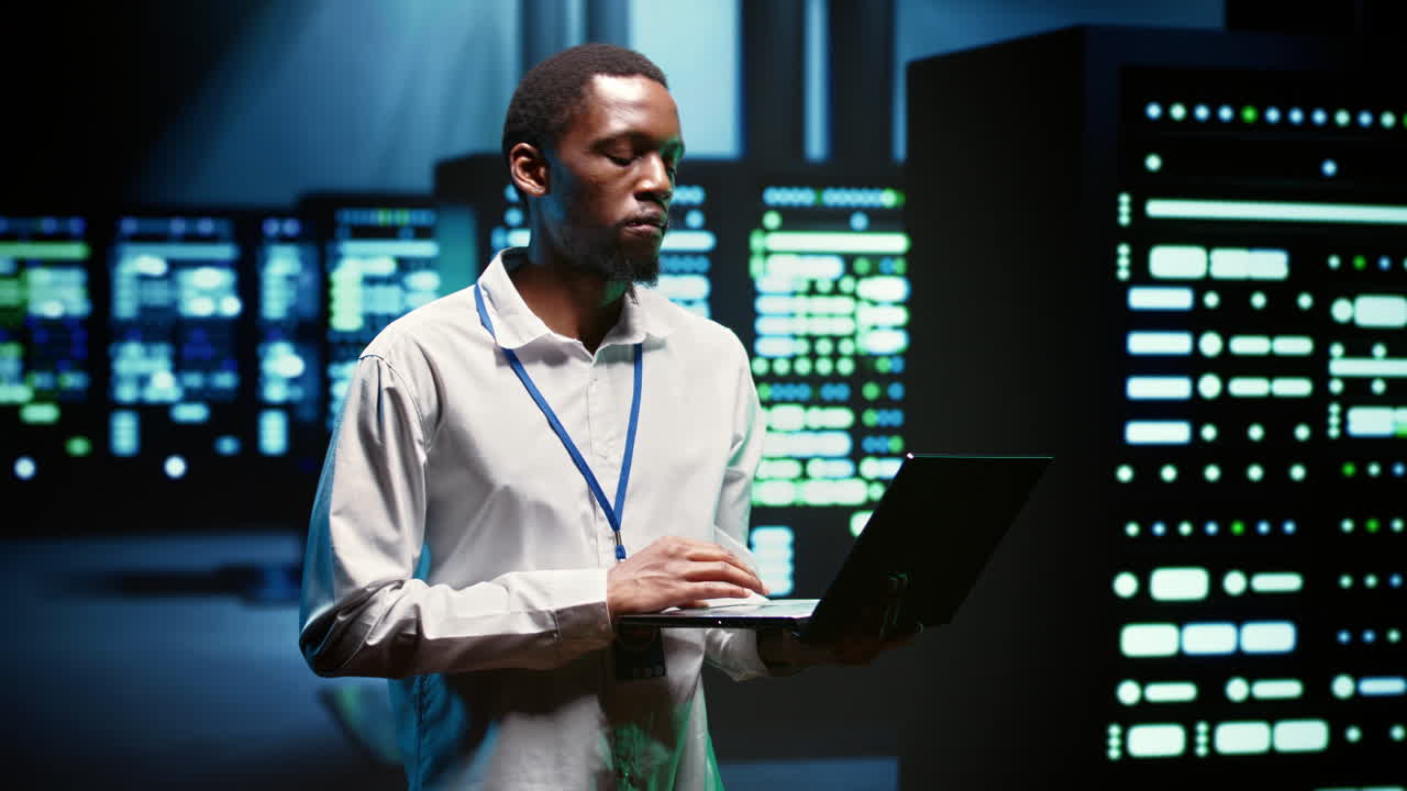 Specialist working on server systems