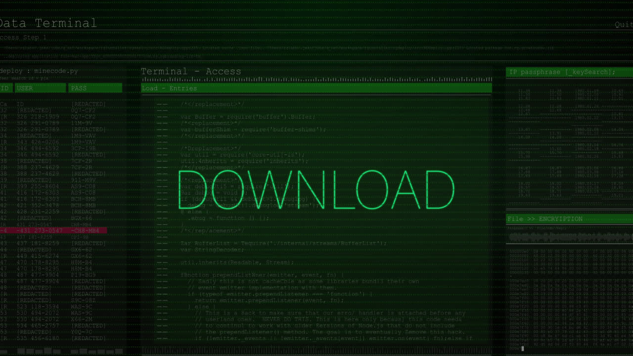 animación del texto de descarga sobre el procesamiento de datos