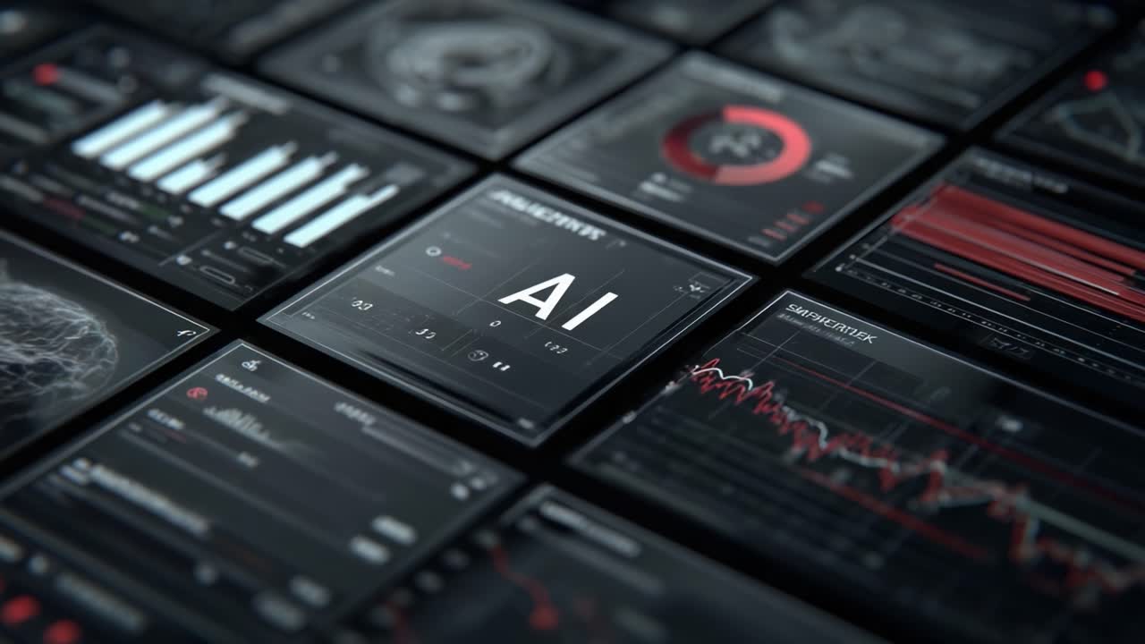 Dynamic AI Data Visualization Dashboard Showcasing Analytical Insights and Graphical Representations of Data Trends Across Various Metrics and Parameters