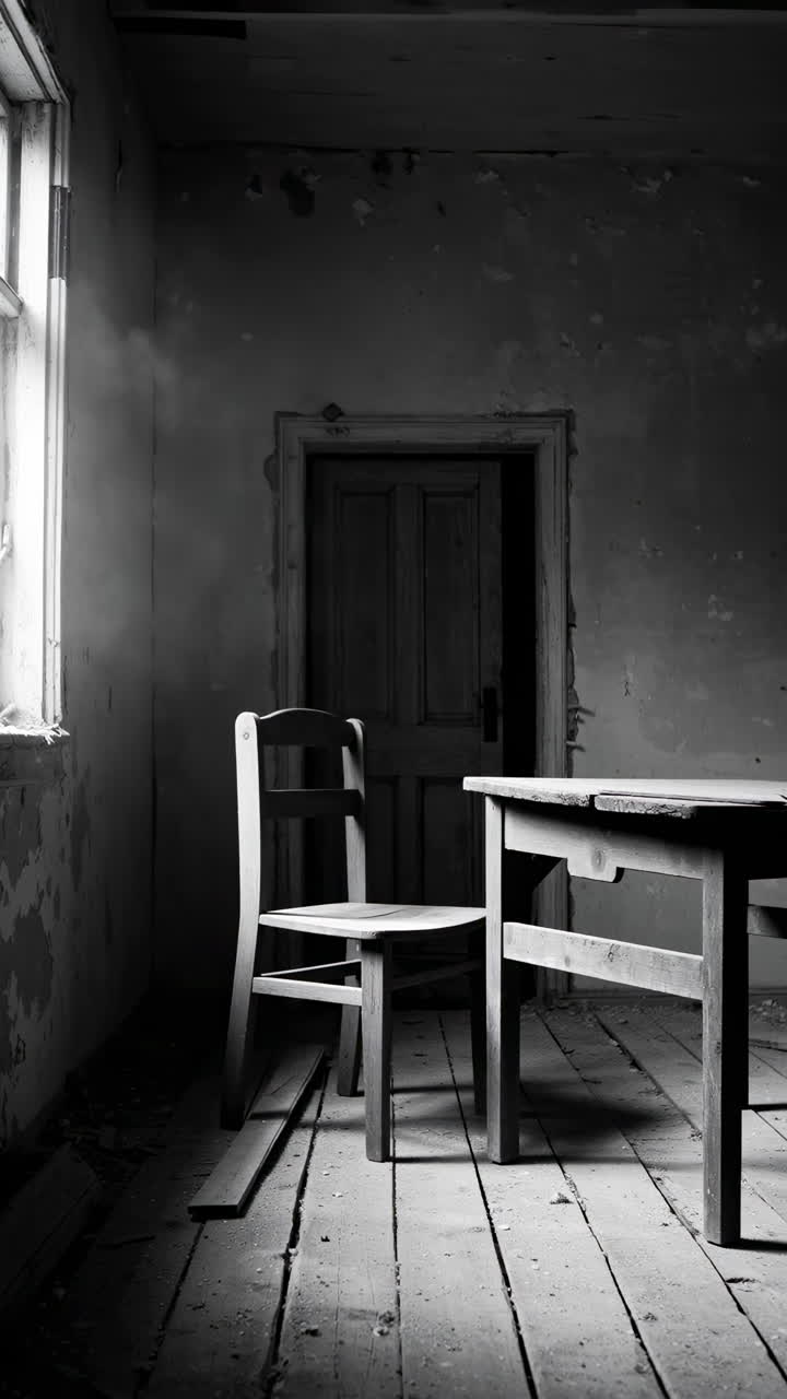 Abandoned Room Interior in Monochrome