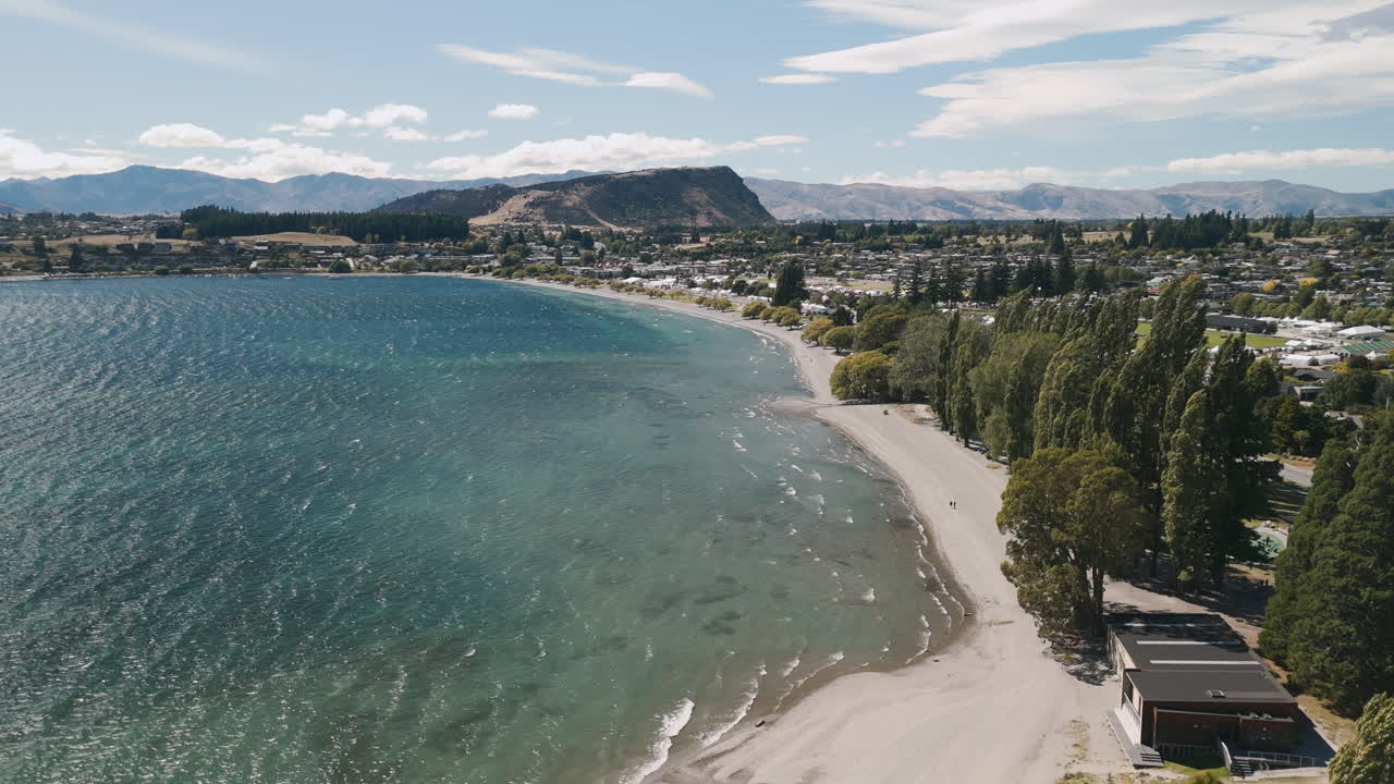 Flyfoto av Lake Wanaka-stranden, New Zealand