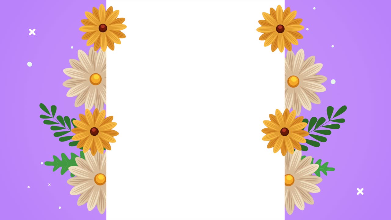 flores de primavera amarillas y blancas decoración marco de animación