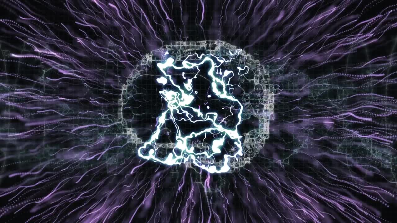 animación de humo y explosión sobre el cerebro humano y hilos de adn girando
