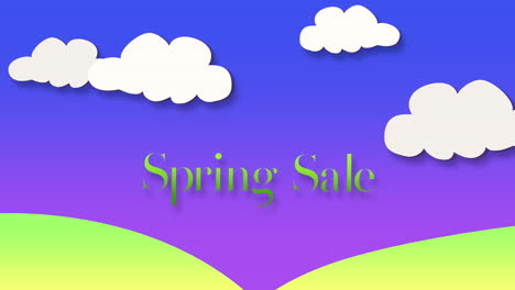 venta de primavera con nube blanca y cielo púrpura en primavera