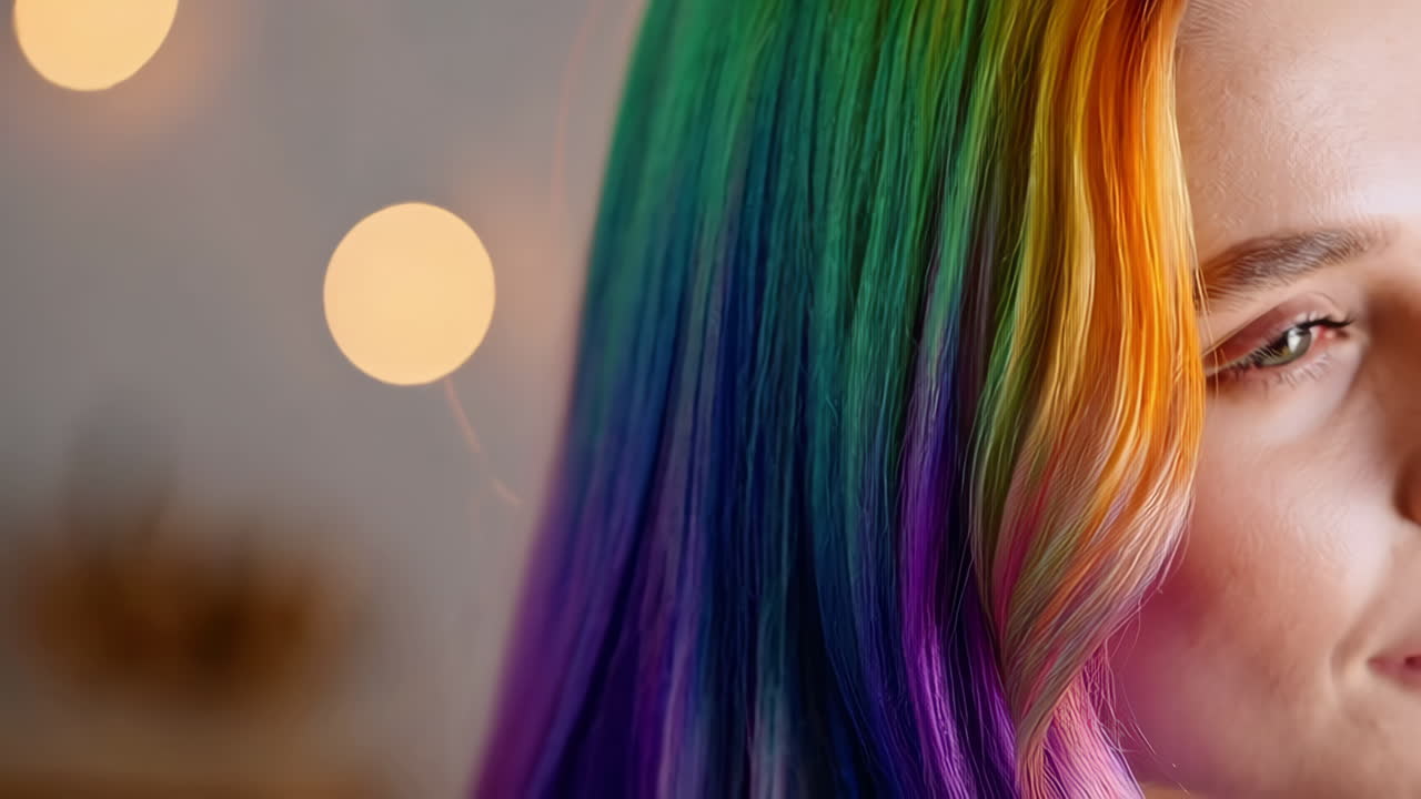 Woman with Colorful Rainbow Hair
