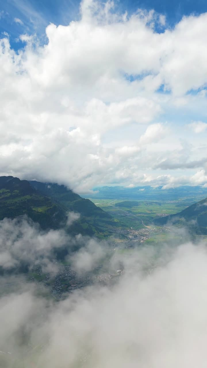 Fronalpstock Glarus Alps clouds layer aerial drone Switzerland Swiss highlands alpine region