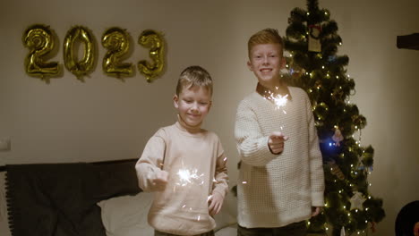 celebración de la víspera de año nuevo en la sala de estar.