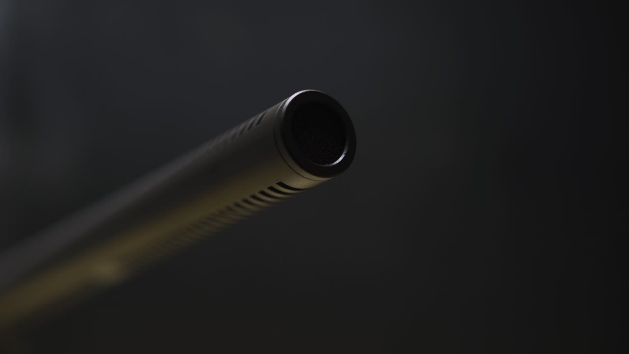 centrarse en el borde del micrófono de condensador de grabación - diafragma de primer plano extremo