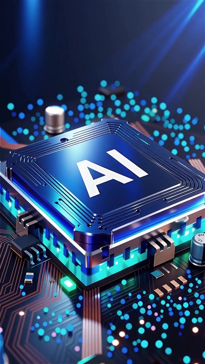 Futuristic AI Chip Motherboard Technology Background