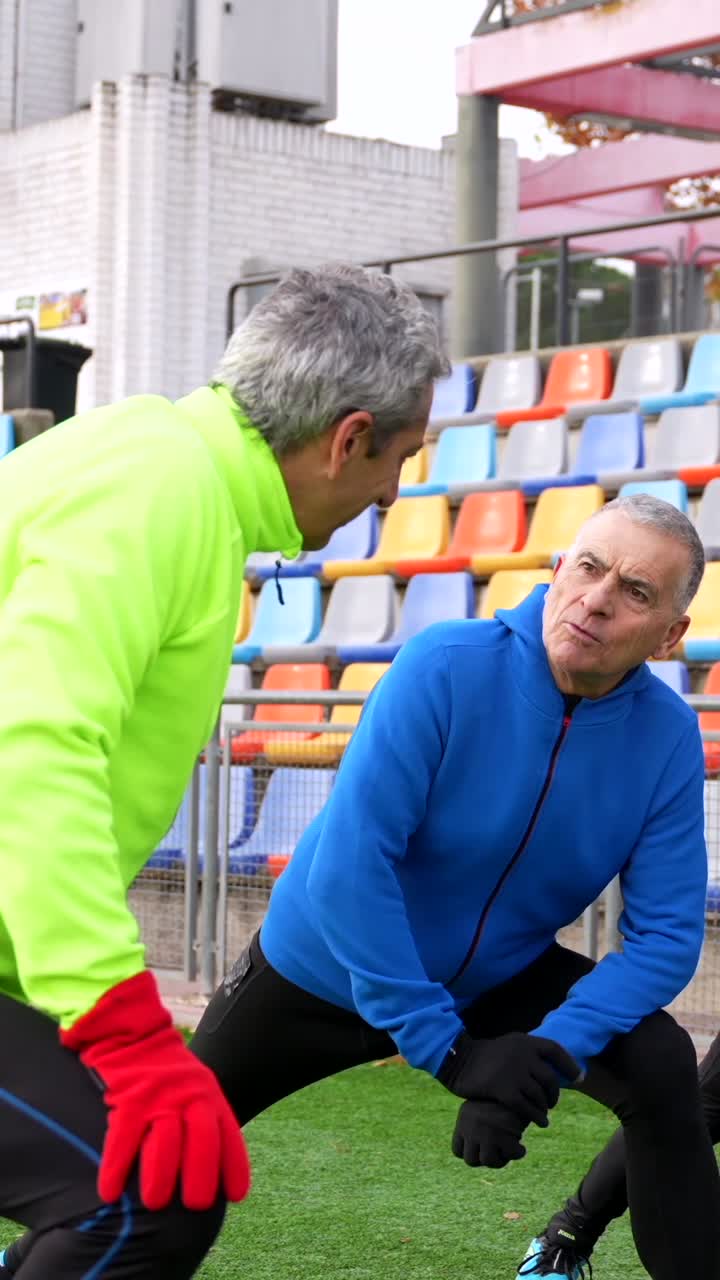Group of Senior Men Exercising Outdoors